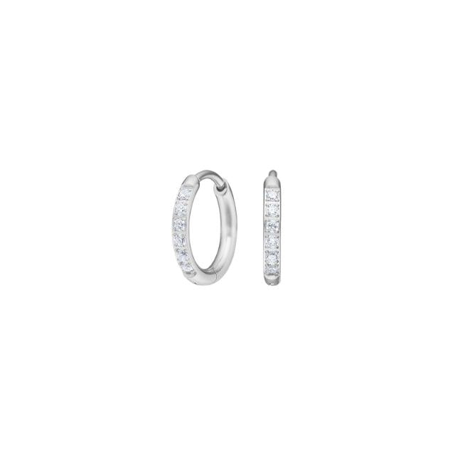 Nordahl Andersen Pure Titanium hoops i forgyldt titanium med hvide zirkonia, 10 mm diameter.